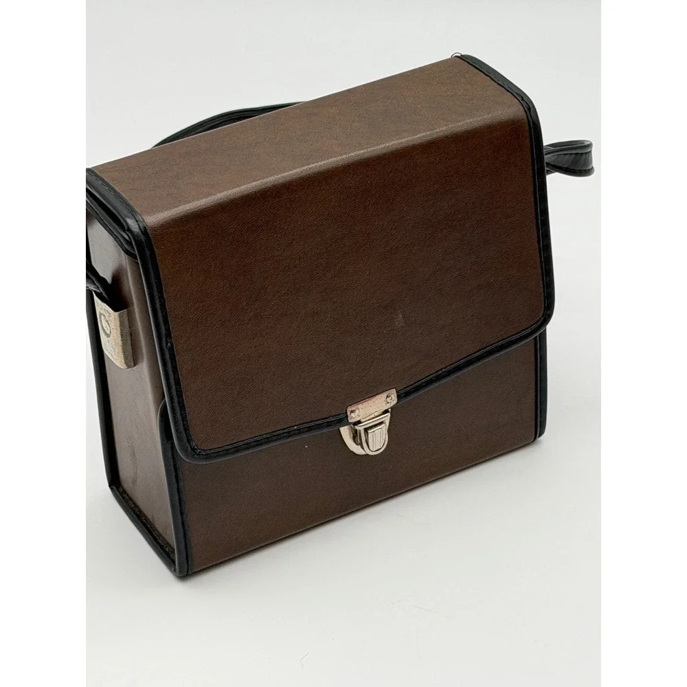 Vintage Black‎ Binoculars with Brown Faux Leather Hard Carrying Case Retro Gear